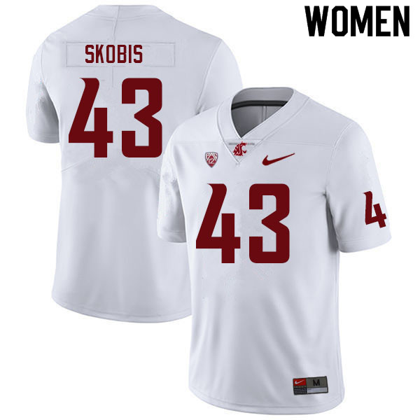 Women #43 Jacob Skobis Washington State Cougars College Football Jerseys Sale-White - Click Image to Close